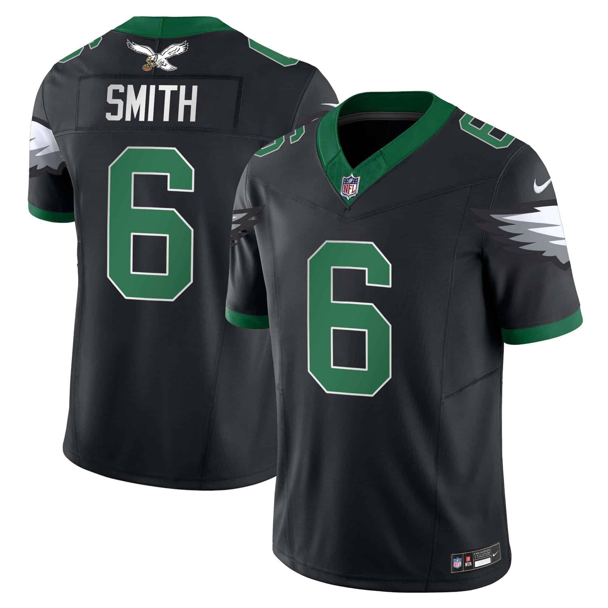 Men Philadelphia Eagles 6 Smith Black 2024 Nike Vapor Limited NFL Jersey